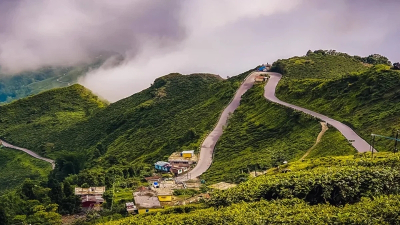 Batasia Loop Darjeeling with Himalayan mountain views and toy train